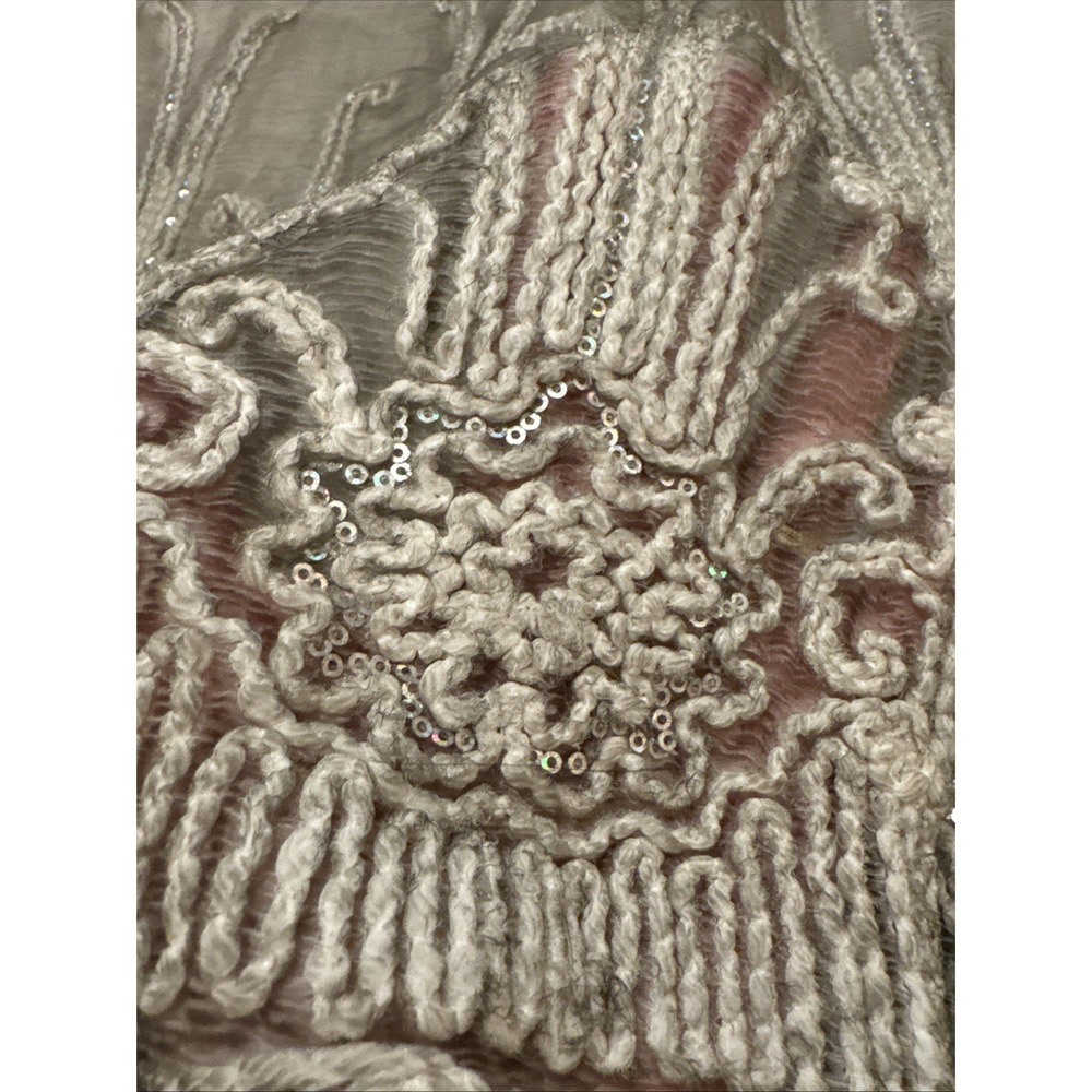 Soft Surrounding SILK Beaux Arts Tunic Sheer Embroidered Boho‎ Romantic Gray EUC - Picture 9 of 10